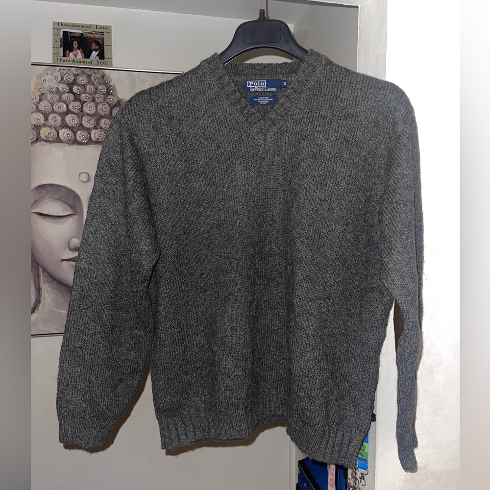 Vintage Men’s Polo by Ralph Lauren Elbow Patch V-Neck Sweater size Medium